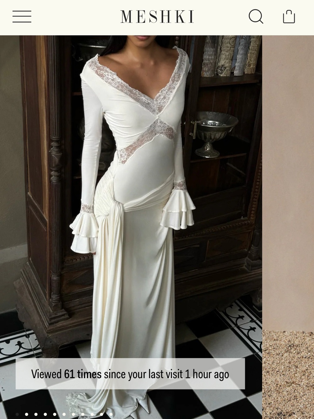 Meshki Electra
Slinky Lace Maxi Dress - Ivory